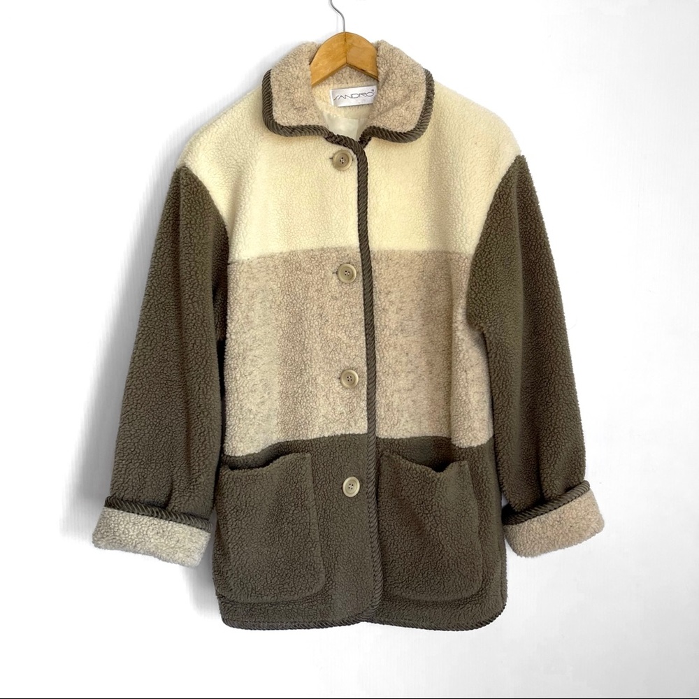 Sandro Paris Sherpa Button Front Coat
